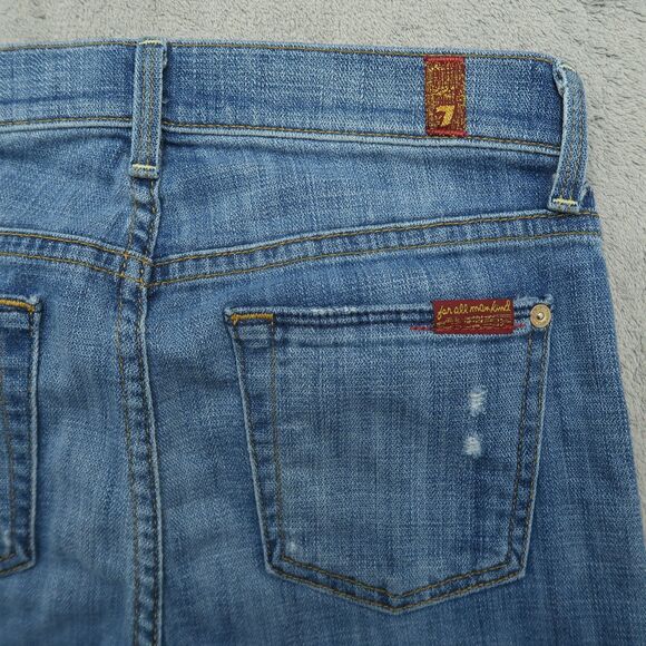7 For All Mankind Jeans Women's 25 Low-Rise Skinny Bootcut 29" Inseam Distressed - Picture 14 of 16